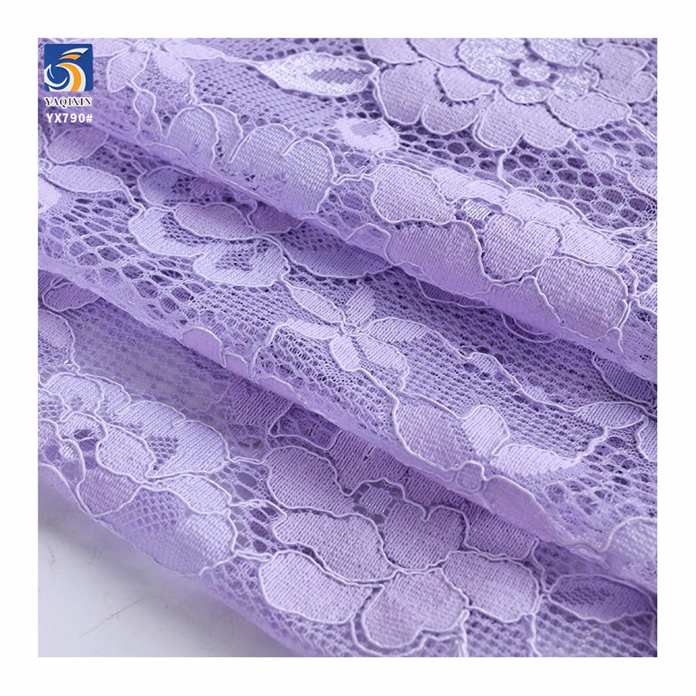 YX790 Women's Lace Dress 120gsm Heavy Luxury Bone Silk Cotton Strand 70 Nylon 30 Cotton Woven Chantilly Eyelash Lace Fabric - 图片 6