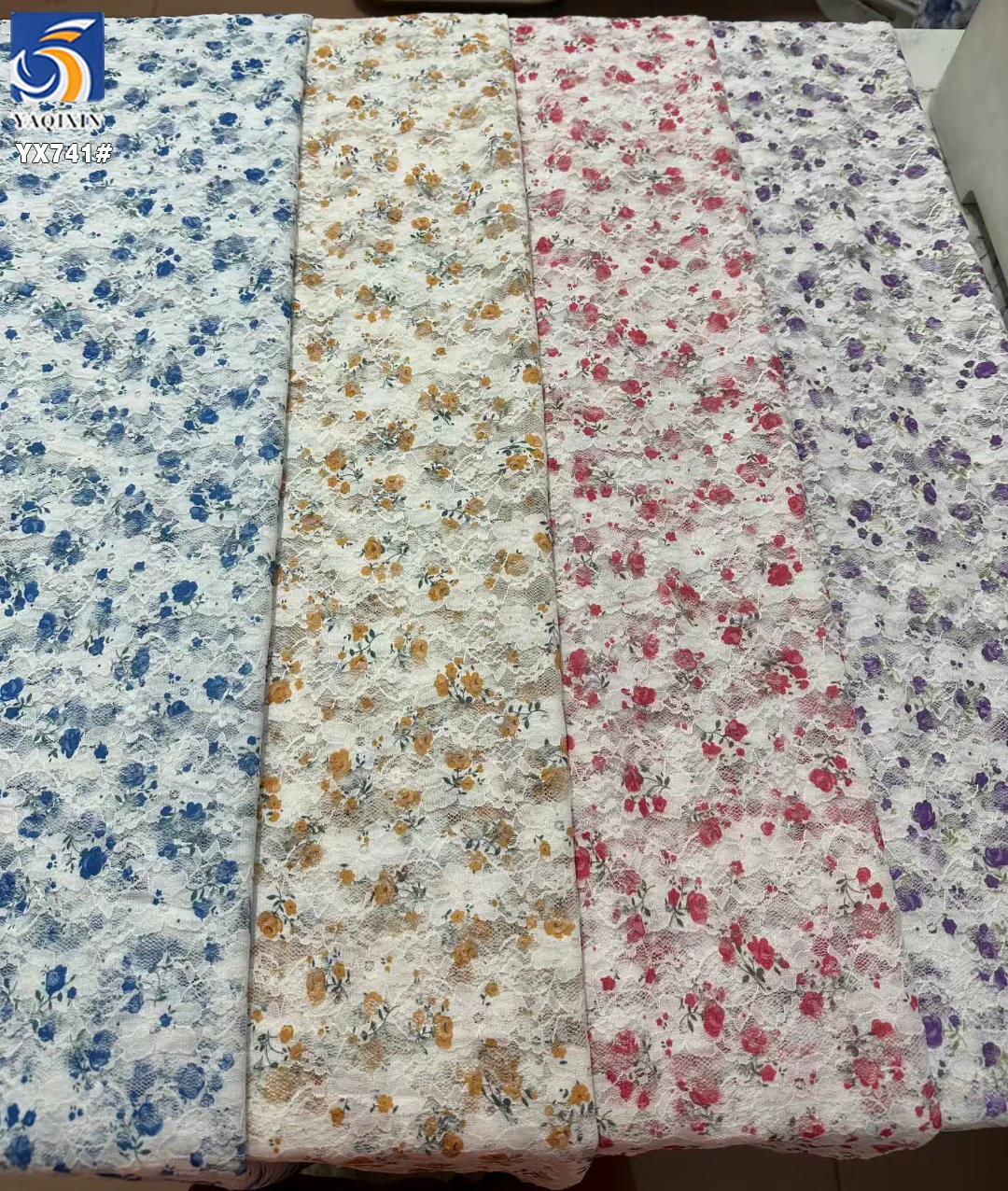 YX741 French Stretch Mesh Lace Dress Fabric With Flower Prints Chantilly Lace Mesh Fabric for Lingerie Home Textiles - 图片 3