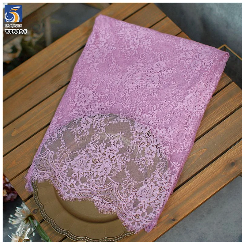 YX589 Best Selling Cheap African and French Eyelash Lace Fabric Wedding Mesh Eyelash Lace Fabric - 图片 6