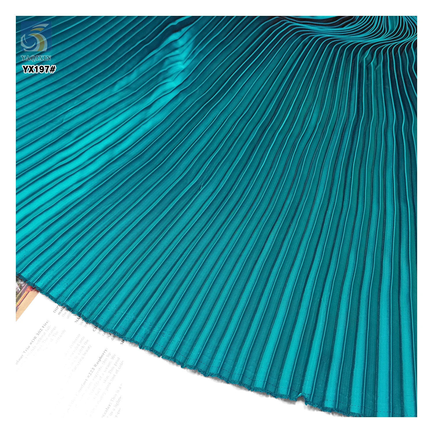 YX197 Good Quality Wedding 4810 Matte Satin Fabric 1cm Pleat Polyester Material Crinkle Pleated Satin Fabric - 图片 5