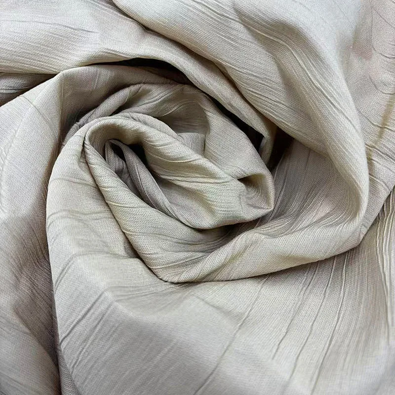 YX844 120gsm Striped Wrinkled Texture Vintage Dress Fabric 80% Cotton 15% Nylon 5% Linen Crepe Chiffon Fabric for Pants