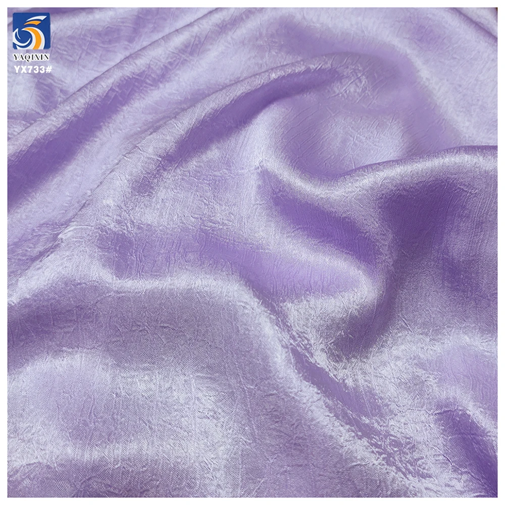 YX733 Middle East Dubai Fashion Chiffon Wrinkled Fabric Women's Dress Luxurious Purple Shiny Crepe 100 Polyester Fabric - 图片 4