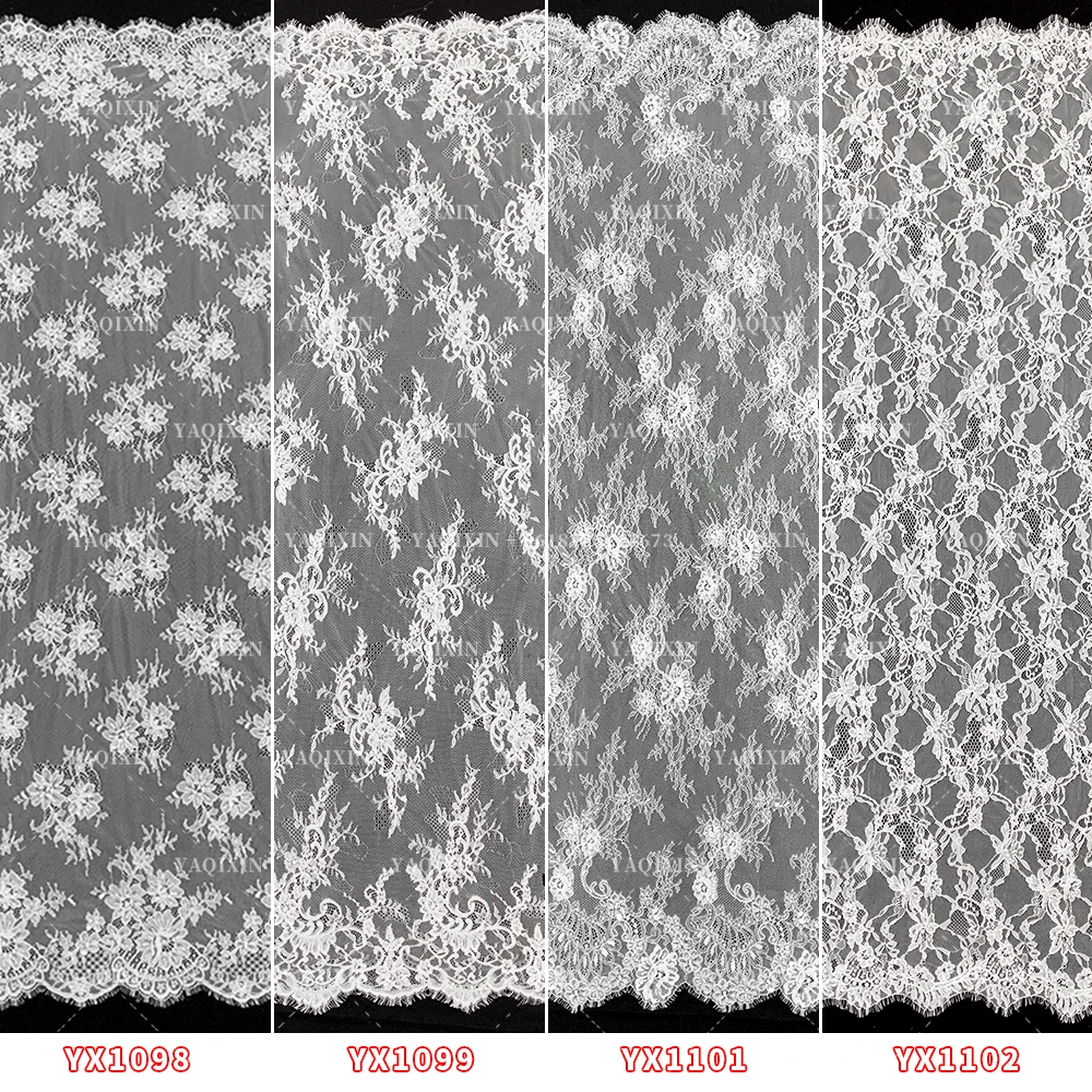 YX1101 China Large Factory Wholesale Eyelash Lace Fabrics Solid Woven Crochet 300*150CM Mesh Bridal Lace Fabric for Wedding - 图片 2
