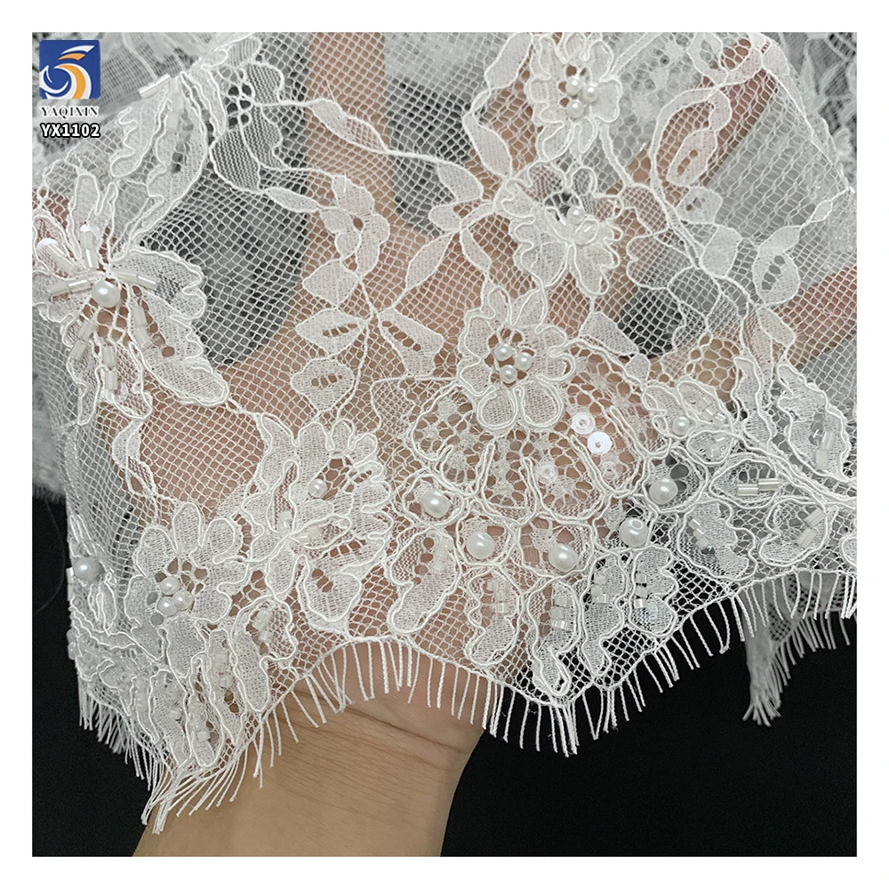 YX1102 300*150CM Apparel-Wedding/Special 0ccasion Customized Color Eyelash Lace Fabric Beaded 3D Lace Fabric for Africa - 图片 3