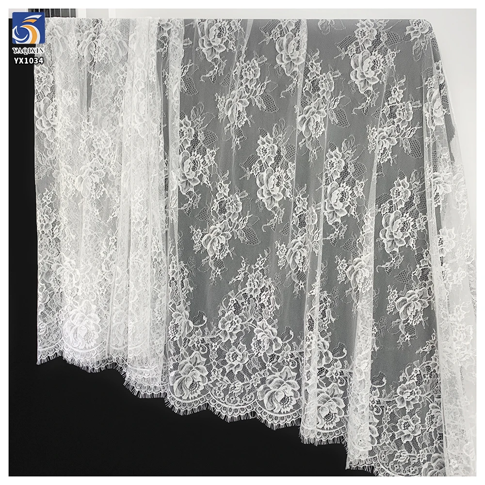 YX1034 300CM*150CM Wholesale Polyester Multi-Color Cheap Price Eyelash Lace Fabrics China for Clothing and Home Textiles - 图片 6