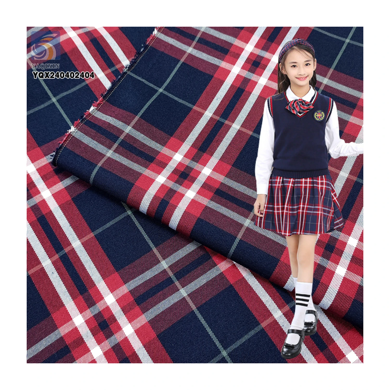 High Quality 190gsm 60 Cotton 40 Polyester 60 Cotton 40 Polyester Yarn Dyed Plaid Fabric Girls School Uniform Ghana African