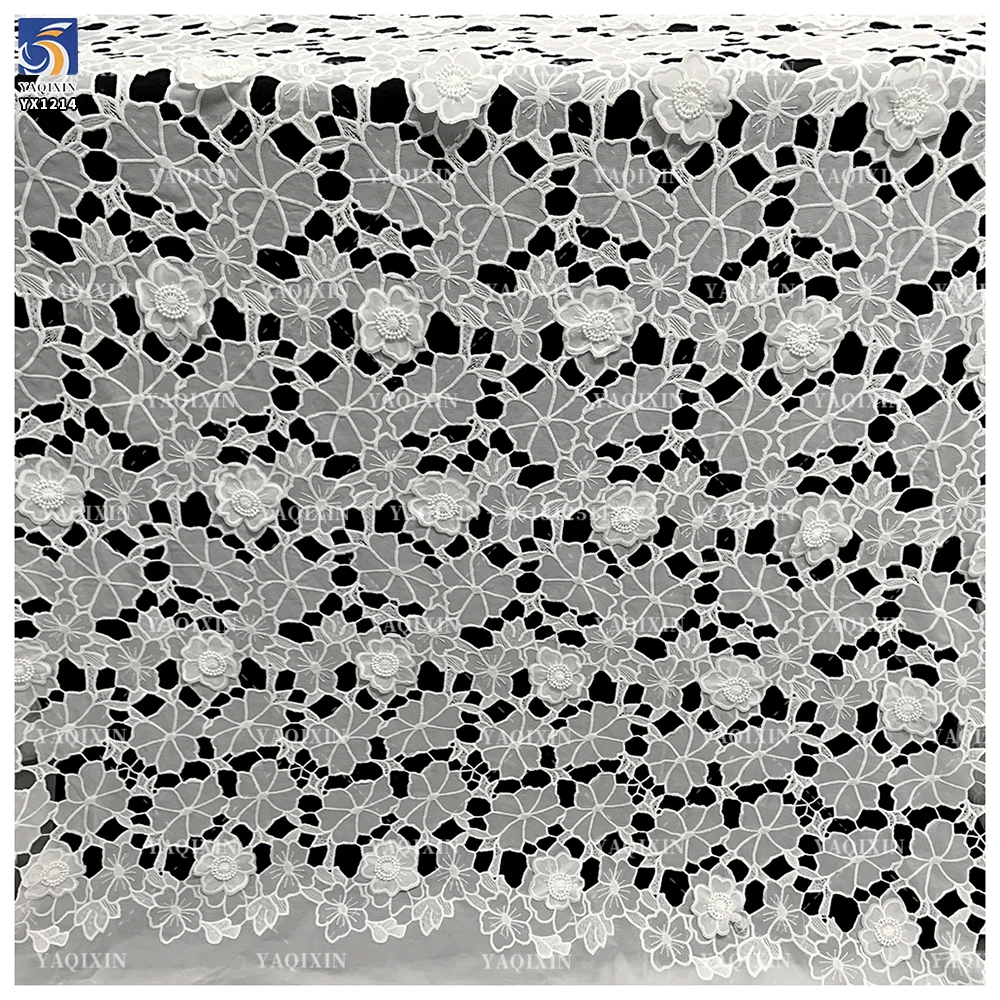 YX1214 2 Yards 200gsm Polyester Milk Silk 3D Handmade Leaf Pattern Water-Soluble Embroidery Lace Fabrics 2026 New Fashion - 图片 4