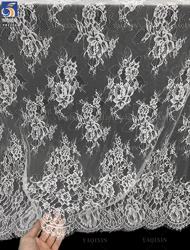 YX1208 RTS Free Sample Custom-Made Multi-Color Eyelash Lace Fabric 10 Pieces French Wedding Dress With Romantic Lace Fabric - 图片 5