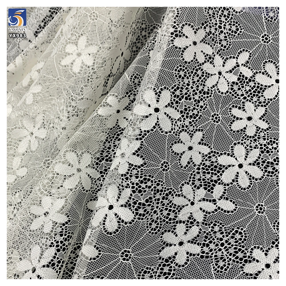 YX983 White Lace Fabrics for Home Textiles, Tablecloths, Curtains, Women's Wedding Dresses Lingerie Chantilly Lace Fabrics - 图片 3
