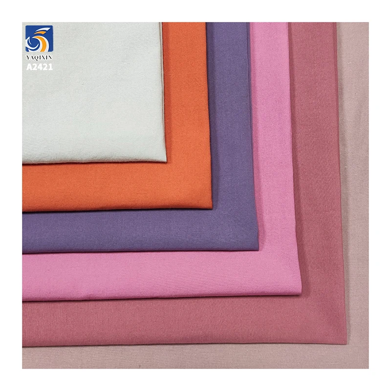 A2421 170g/m² 45% Cotton and 55% Nylon Blended Dark Bamboo Plain Poplin Fabric Poplin Cotton Dresses Fabric for Woman - 图片 3