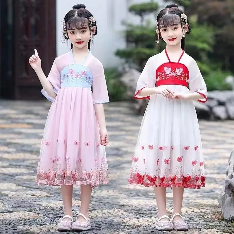 YX1116 Classic Chinese Embroidered Fabric 140cm Width Floral Grass Plant Pattern Colorful Embroidery Tulle Fabric for Hanfu - 图片 2