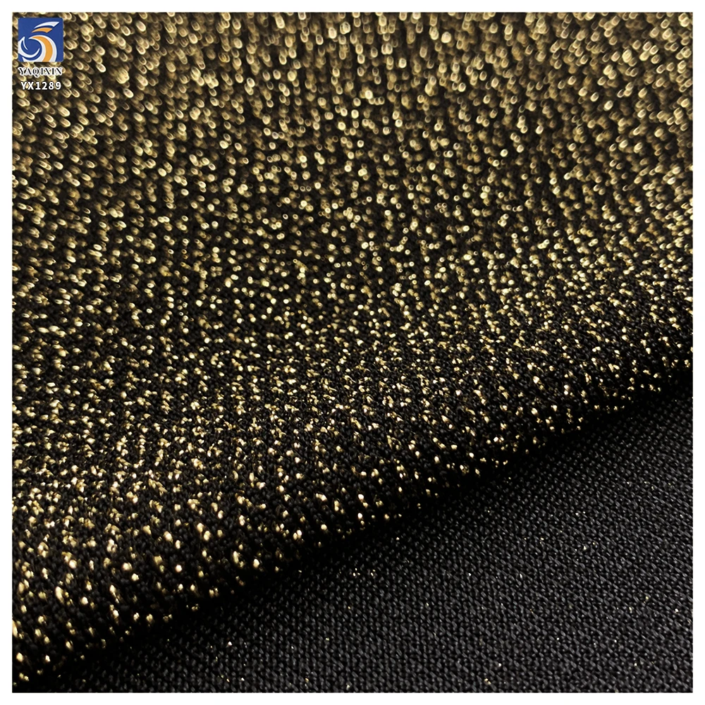 YX1289 170gsm China Competitive Prices Nylon Spandex Gold and Silver Thread Lurex Knitted Stretch Fabric for Garments - 图片 5