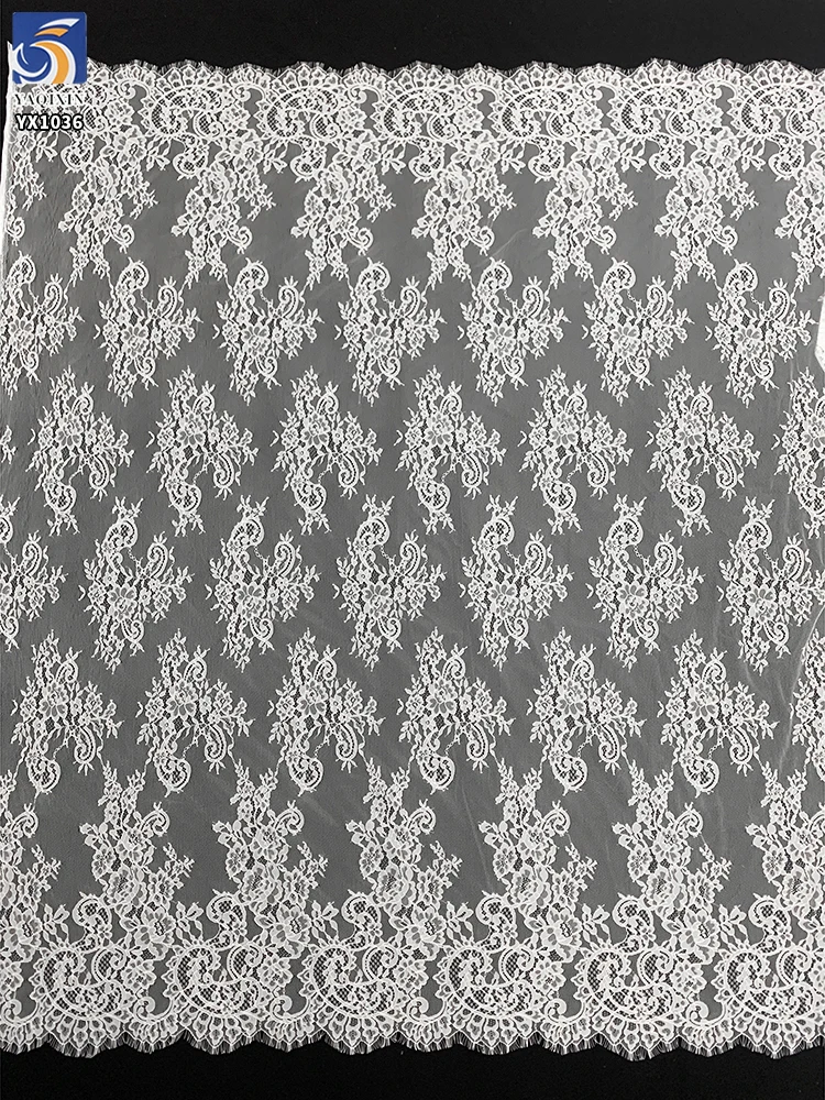 YX1036 2026 New Design New Technology Eyelash Lace Textile Fabrics 300CM*150CM Eyelash Wedding Lace Fabrics Bride's - 图片 2