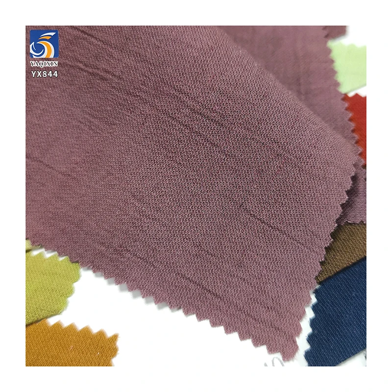 YX844 120gsm Striped Wrinkled Texture Vintage Dress Fabric 80% Cotton 15% Nylon 5% Linen Crepe Chiffon Fabric for Pants - 图片 4