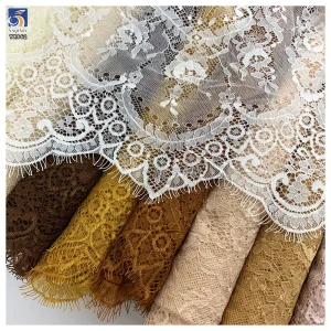 YX962 300CM*150CM Nude Skin-Colored Polyester Ivory Eyelash Lace Textile Fabrics Customized for Home Textiles Garments