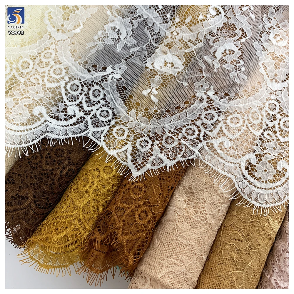 YX962 300CM*150CM Nude Skin-Colored Polyester Ivory Eyelash Lace Textile Fabrics Customized for Home Textiles Garments