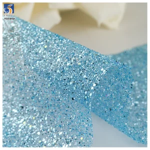YX569 Multicolor 2025 Large Glitter Fabric Knit Mesh Sparkle Shiny Glitter Mesh Fabric for Wedding Bride Dresses