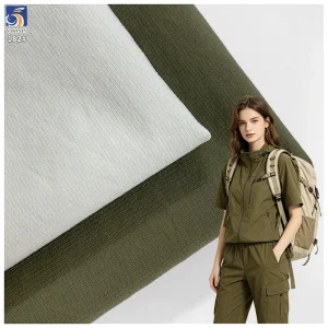 Y-182 High Quality 130g Dark Khaki Green 100% Polyester Small Checkered T800 Fabric 160cm for Sportswear Backpack