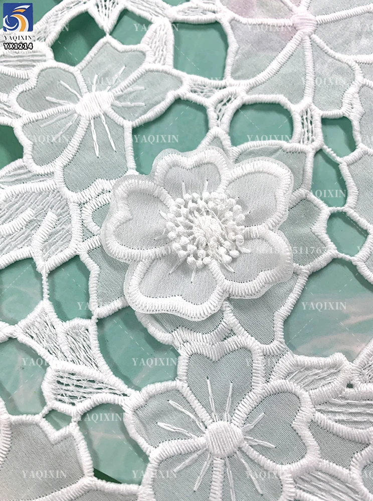 YX1214 2 Yards 200gsm Polyester Milk Silk 3D Handmade Leaf Pattern Water-Soluble Embroidery Lace Fabrics 2026 New Fashion - 图片 6
