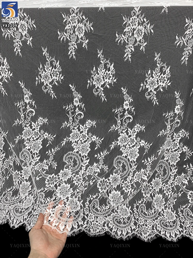 YX1209 300*150CM Manufacturer Chinese Eyelash Lace Fabric European Style Beautiful French Bride Tulle Lace Fabric Soft - 图片 5