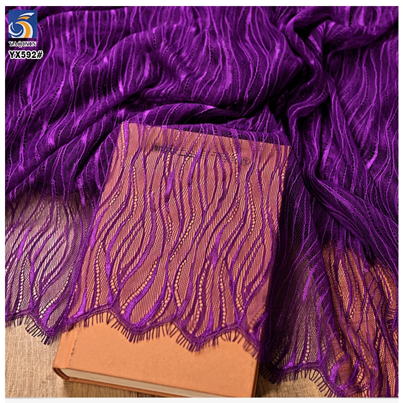 YX592 Latest Design Trends Eyelash Lace Fabric Multi-Color Custom Woman Wedding Dress Lace Veil Eyelash Lace Fabric - 图片 6
