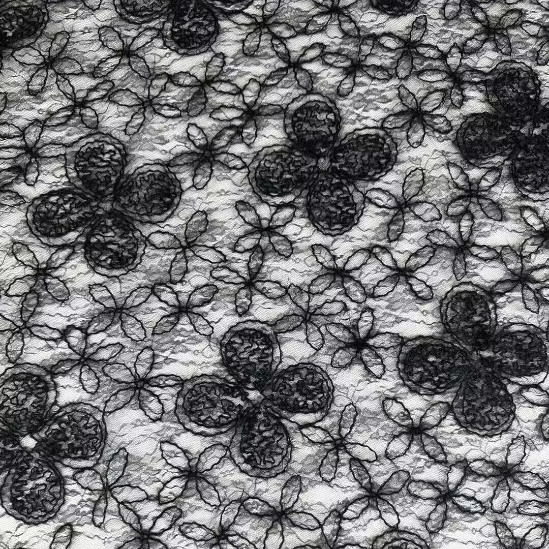 YX1217 New Autumn Style Plain Color Crochet Rope Lace Fabric With Embroidered Florals Mesh Fabric for Garments - 图片 5