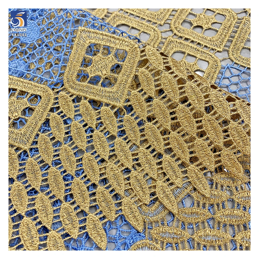 YX1081 Wholesale 300gsm Ghana Nigeria Africa Embroidered Poly Lace Fabric Wedding Ethnic Lace Fabrics Cheap Sell by Yards - 图片 5