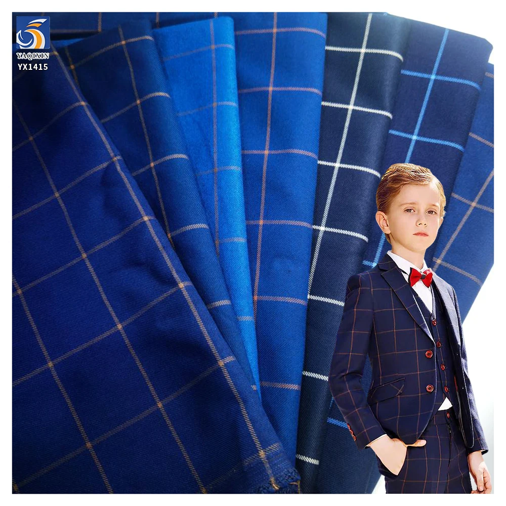 YX1415 High Quality 290gsm 70%Polyester 30%Viscose TR Men Suit Fabric British Plaid Yarn-Dyed Fabric for School Uniform Suit