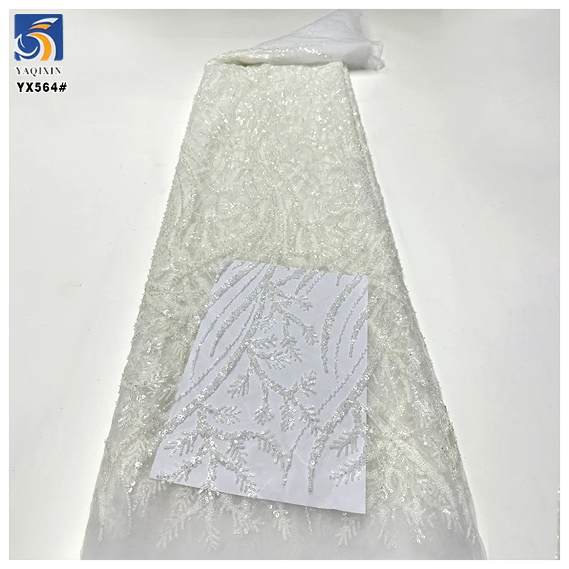 YX564 Factory China Cheapest Lace Wedding Fabric French Bridal Dresses Lace Sparkle Sequin Lace Fabric - 图片 3