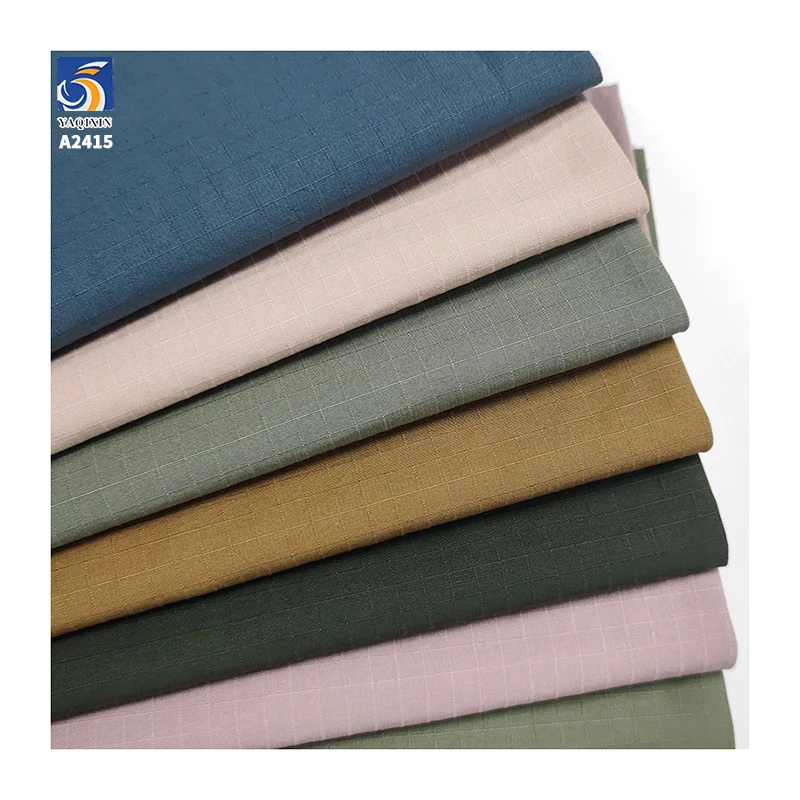 A2415 150g/m² 65% Cotton and 35% Nylon Blend Jacquard 5mm Single-Line Check Sand-Washed Cotton Fabric Jacquard Plaid Pant Fabric - 图片 2