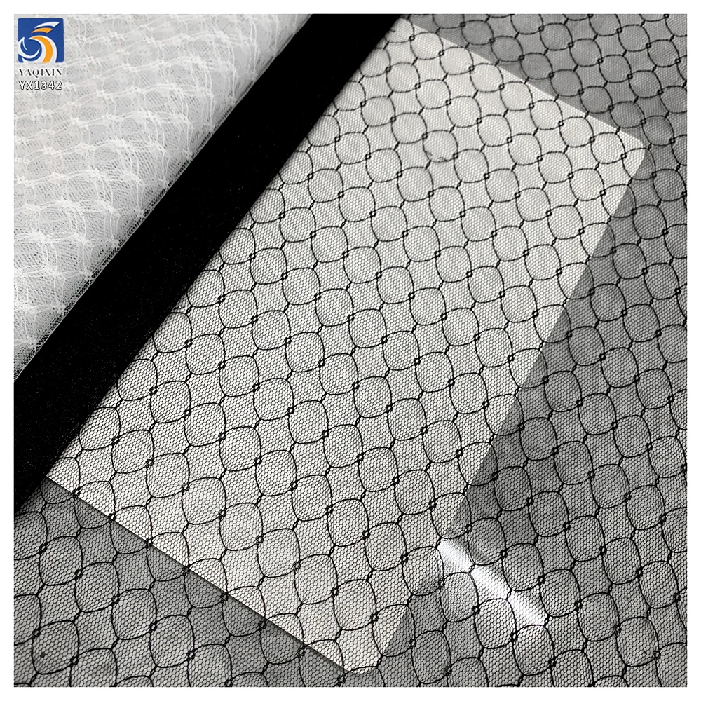 YX1342 China Competitive Competitive Price 100 Polyester Knitted White/Black Jacquard Mesh Fabric for Girls' Skirts 1 Yard - 图片 6