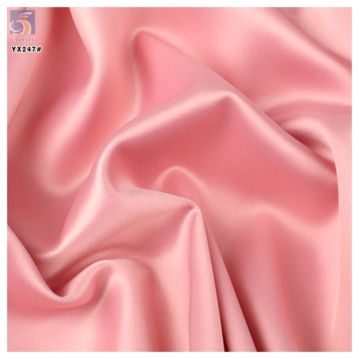 YX37 Pink Soft 220gsm Wrinkle-Resistant Polyester Matte Satin Fabric Wedding Dress Evening Gown Satin Fabric - 图片 3