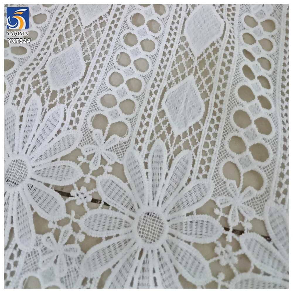 YX752 2025 Latest Water-Soluble Lace Embroidery Water-Soluble Fabric Geometric Flower Pattern Milk Silk Lace Fabric - 图片 4