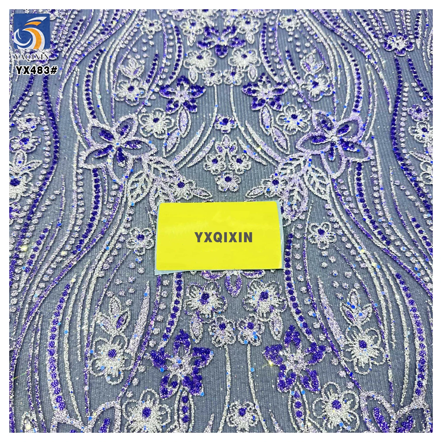 YX483 China Custom Lace Wedding Tulle Fabrics Luxury Sparkle Glitter Mesh Tulle Fabric for Middle Eastern Bride - 图片 6