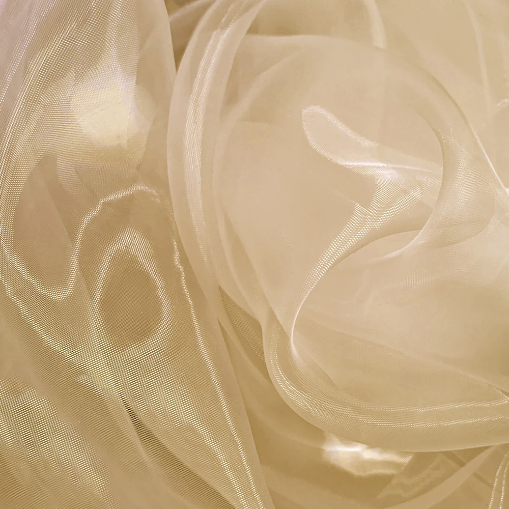 YX1172 High Quality 1 Yard Transparent Polyester Soft and Lustrous Silk Organza Fabric Cheap Solid Color Organza Fabrics - 图片 6