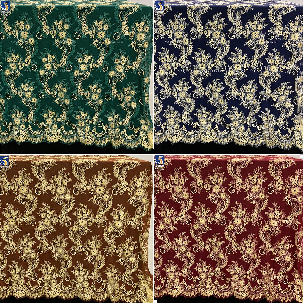 YX1337-1 China Supplier Wholesale 3m*1.5m Custom Dyed Eyelash Lace Fabric New Competitive Price Lace Fabric for Clothing - 图片 2