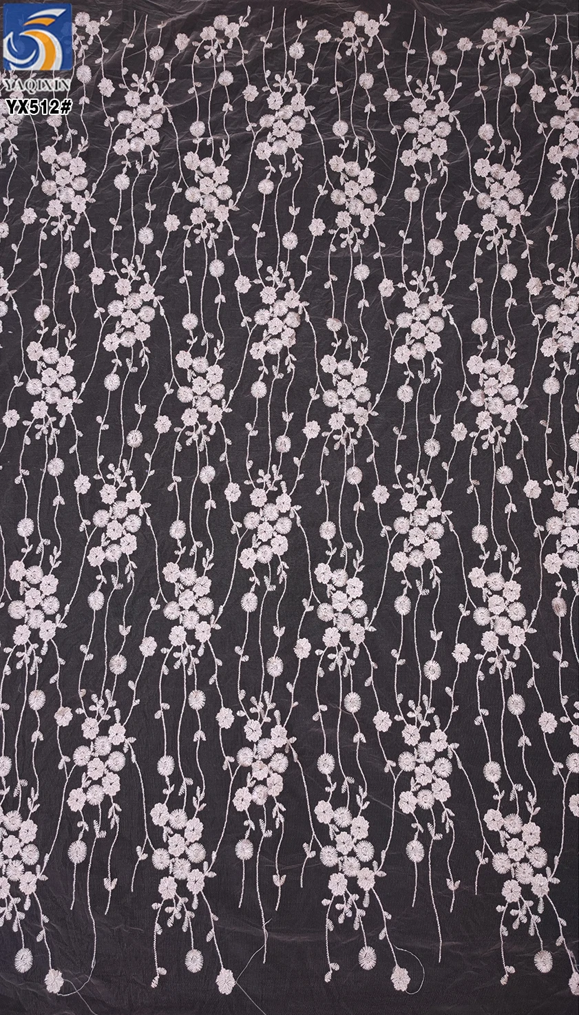 YX512 Support Customized Other Colors Light Pink Polyester Floral Tulle Fabric Embroidered for Dance Skirt - 图片 3