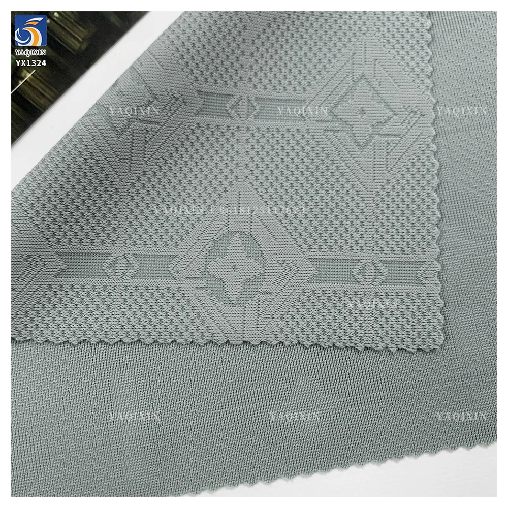 YX1324 175g 78 Nylon 22 Spandex Luxury Fashion Jacquard T Shirts Fabric China Wholesale Stretch Jacquard Knit Fabric for Yoga - 图片 3