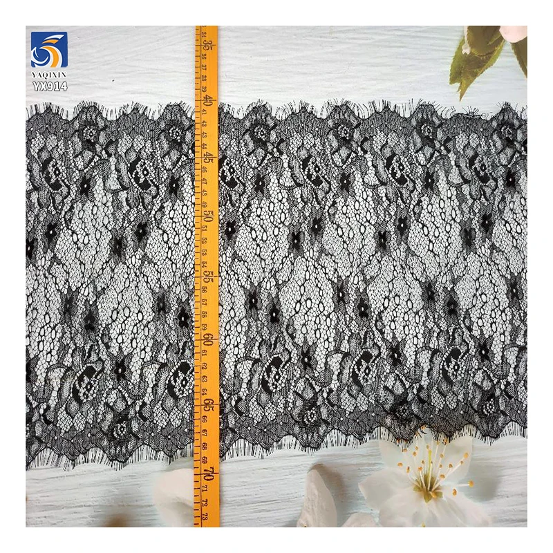 YX914 White Rose Flowers Knit Lace Trim 25cm Nylon Underwear Eyelash Lace Trim High Quality Wholesale - 图片 4