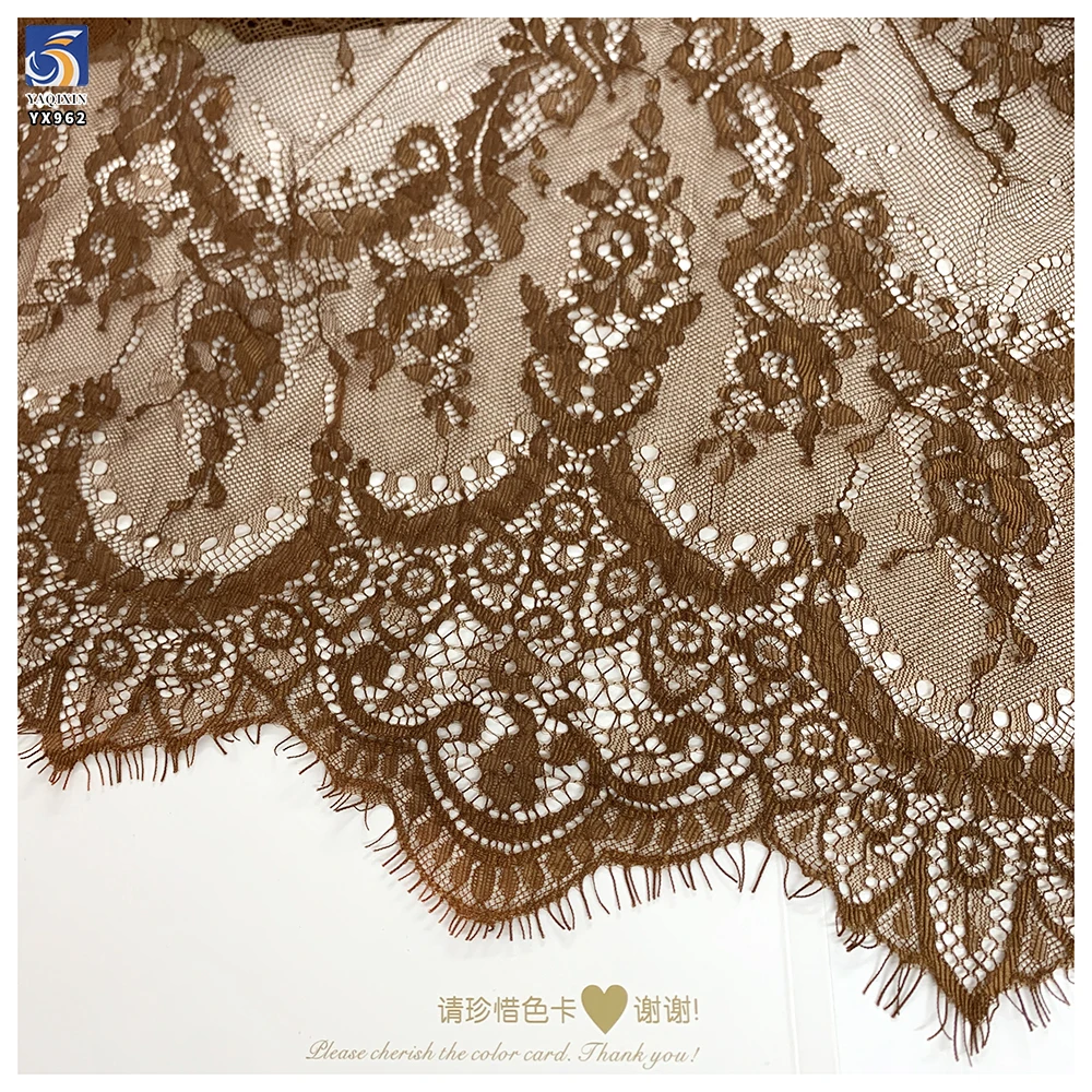 YX962 300CM*150CM Nude Skin-Colored Polyester Ivory Eyelash Lace Textile Fabrics Customized for Home Textiles Garments - 图片 5