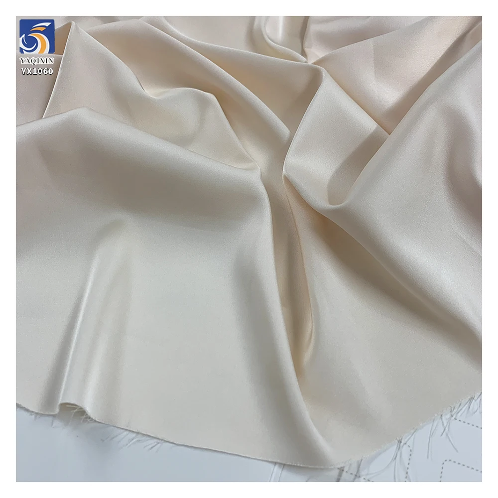 YX1060 150cm 105gsm Cheap Plain Apricot Woven High Elastic Satin Fabric Full Dress Stretch Satin Fabrics for Sales 1 Yard - 图片 5