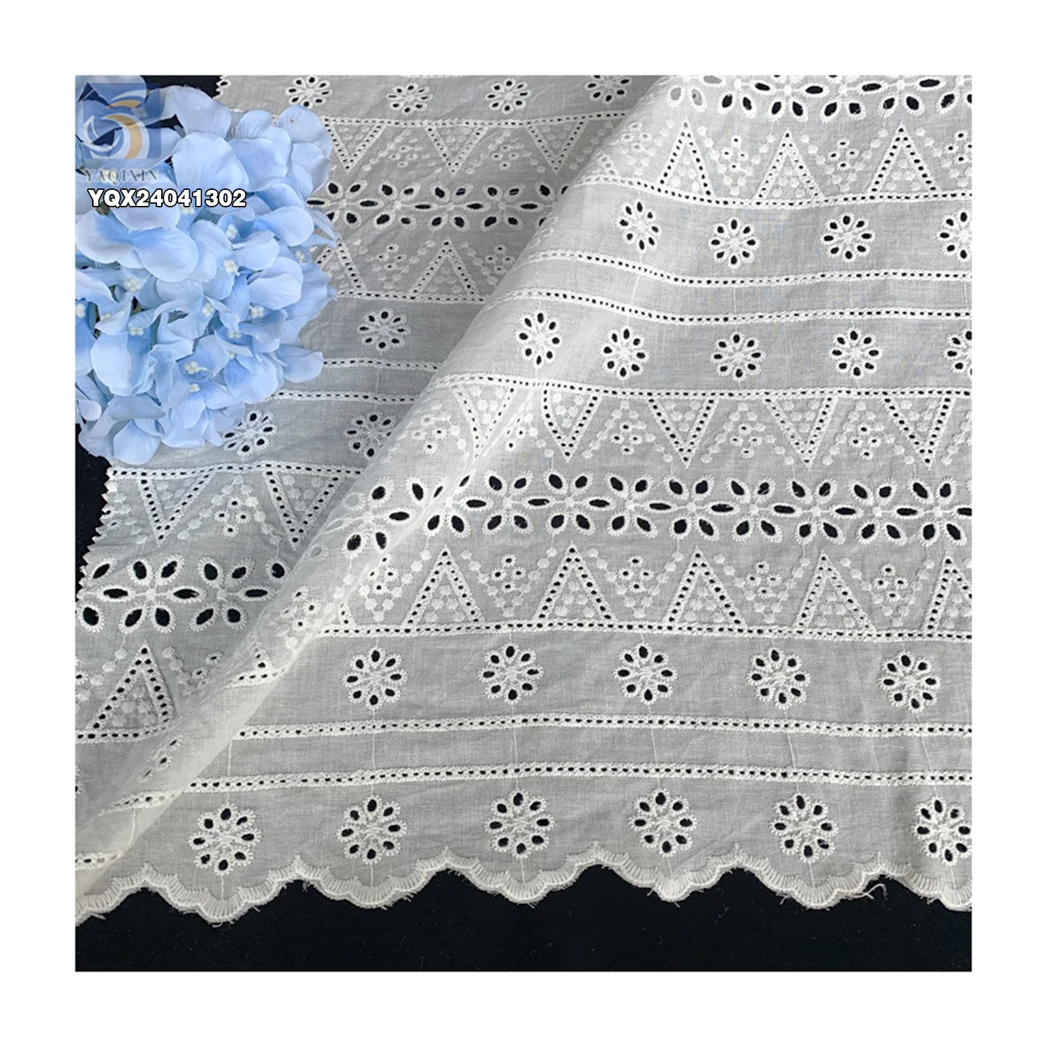 Wholesale Price Cotton Swiss Voile Lace Fabric for Wedding Dresses 100 Cotton Eyelet Embroidered Lace Fabric - 图片 6