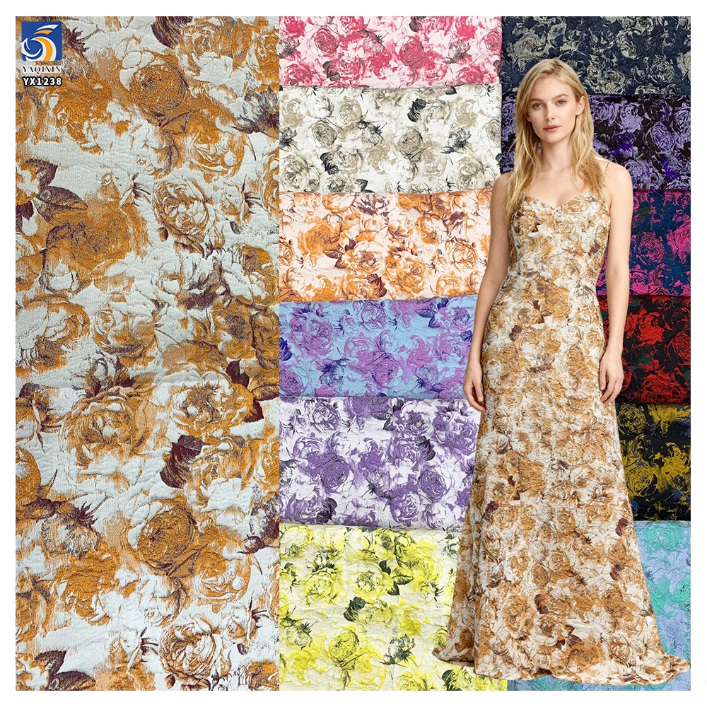 YX1238 Guangzhou China Suppliers Customized Brocade Fabrics Textiles Poly Jacquard Brocade Fabric for Home Textile Dress