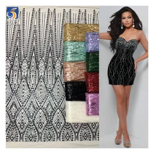 YX944 2026 200gsm African Evening Dress Mesh Cheap Lace Fabric Glitter Sequin Embroidered African Lace Fabrics for Clothing