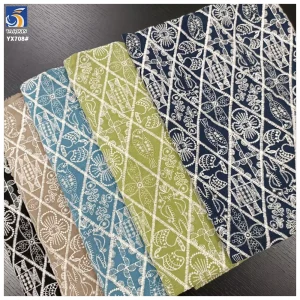 YX708 Personalized Design Custom Pattern Symbols Tribal Embroidered Ramie Cotton Fabrics for Fashion Bags Clothing