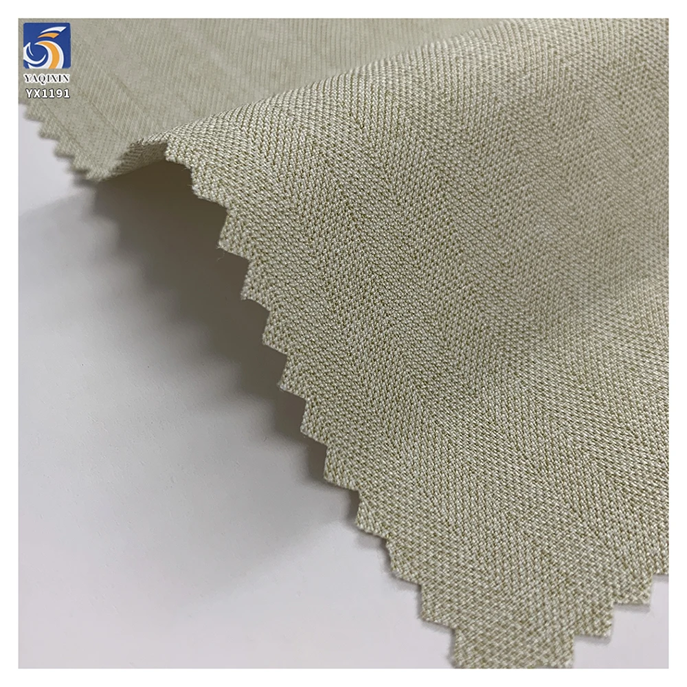 YX1191 210gsm 95% Polyester 5% Spandex Big Herringbone Twill Fabric for Woven Khaki Stretch Pants Jacquard Striped Fabric - 图片 6