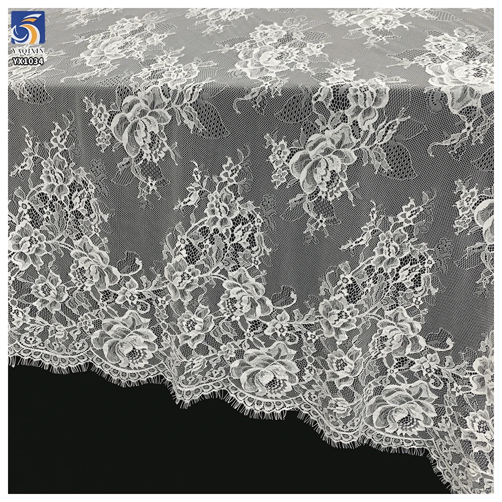 YX1034 300CM*150CM Wholesale Polyester Multi-Color Cheap Price Eyelash Lace Fabrics China for Clothing and Home Textiles - 图片 5
