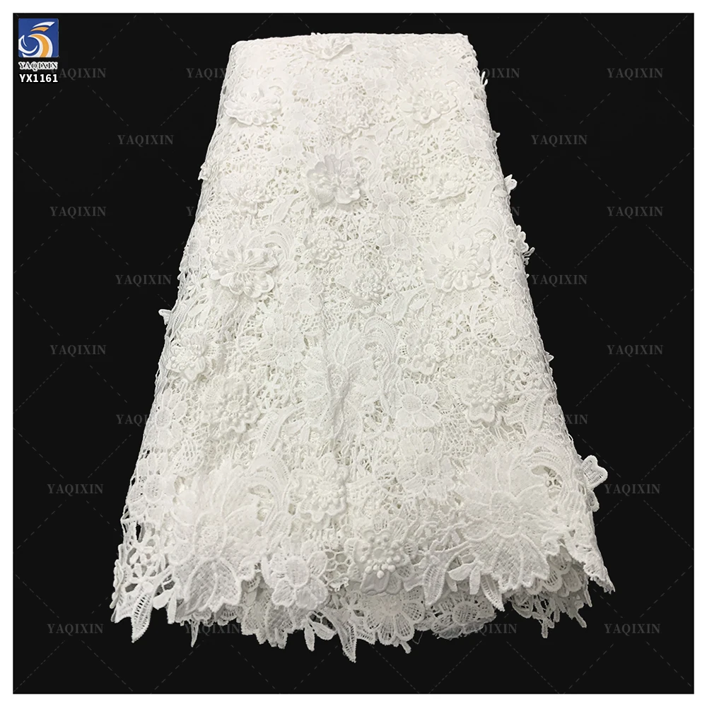 YX1161 2026 Embroidered Lace Fabric Water Soluble 100 Polyester Net 3D Florals Luxury Lace Fabric White for Clothes - 图片 4