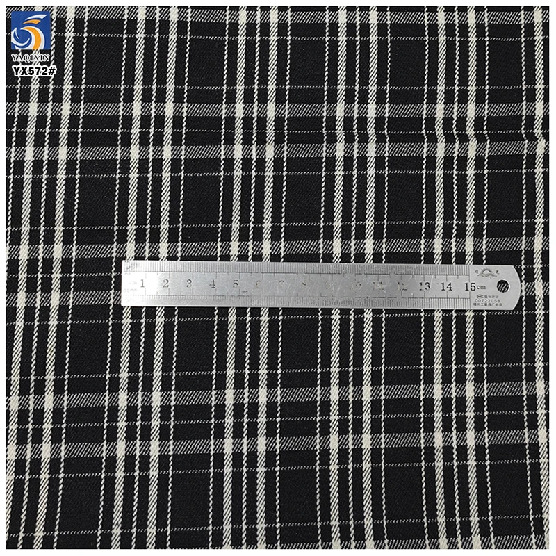 YX572 Blue Black Polyester Cotton Blend Yarn-Dyed Denim Fabric 230gsm Thick Denim Plaid Checked Fabric for Jackets - 图片 5