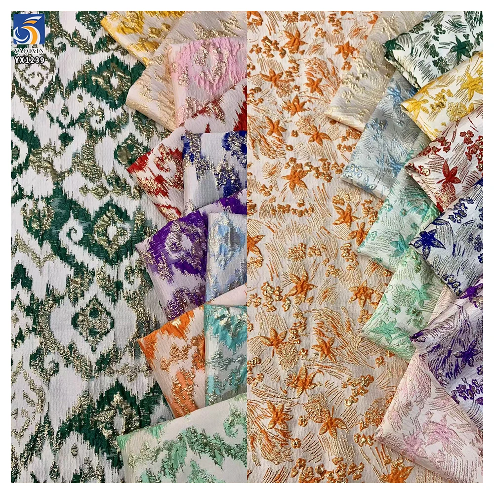 YX1239 High Quality 176gsm 100% Polyester Gold Brocade Textured Jacquard Fabric for Women Garments Brocade Fabric 2026 - 图片 5